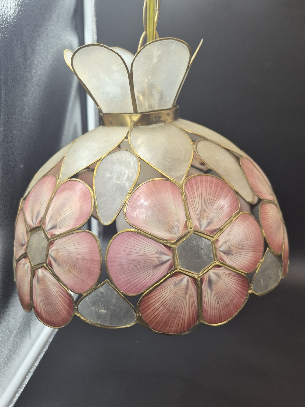 Unbranded Pink Floral Capiz Pendant Shade